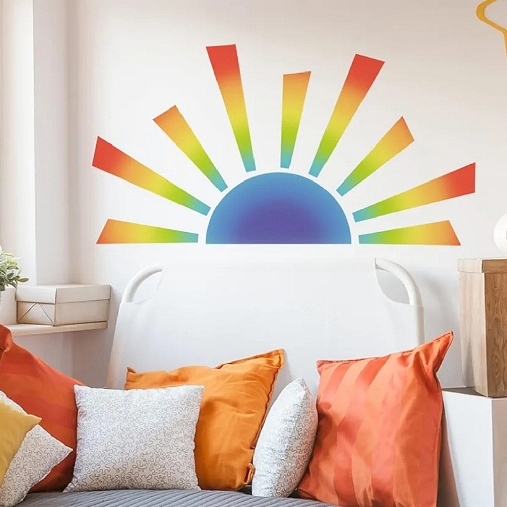 Rainbow half sun decal wall sticker